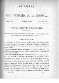 Documentos oficiales : Real Decreto del Ministerio de Fomento sobre adquisición de libros para las bibliotecas públicas | Biblioteca Virtual Miguel de Cervantes