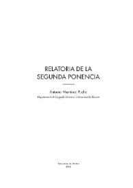Relatoria de la segunda ponencia / Antonio Martínez Puche | Biblioteca Virtual Miguel de Cervantes