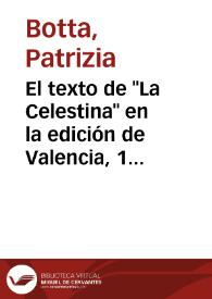 El texto de "La Celestina" en la edición de Valencia, 1514 / Patrizia Botta | Biblioteca Virtual Miguel de Cervantes