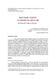 José Ángel Valente: la tensión del lenguaje / Juan Fernando Valenzuela Magaña | Biblioteca Virtual Miguel de Cervantes