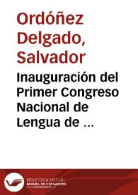 Inauguración del Primer Congreso Nacional de Lengua de Signos Española / Salvador Ordóñez Delgado | Biblioteca Virtual Miguel de Cervantes