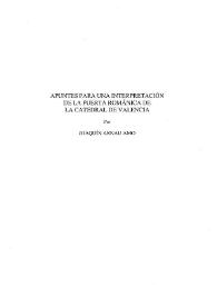 Apuntes para una interpretación de la puerta románica de la Catedral de Valencia / Joaquín Arnau Amo | Biblioteca Virtual Miguel de Cervantes