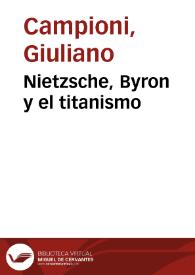 Nietzsche, Byron y el titanismo / Giuliano Campioni | Biblioteca Virtual Miguel de Cervantes