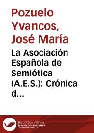 La Asociación Española de Semiótica (A.E.S.): Crónica de una evolución científica / José María Pozuelos Yvancos | Biblioteca Virtual Miguel de Cervantes