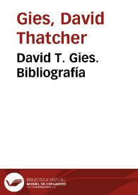 David T. Gies. Bibliografía | Biblioteca Virtual Miguel de Cervantes