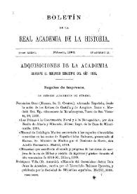 Adquisiciones de la Academia durante el segundo semestre del año 1899 | Biblioteca Virtual Miguel de Cervantes