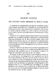 Inscripción sepulcral del príncipe Yusuf, hermano de Muley Hacén / Antonio Almagro Cárdenas | Biblioteca Virtual Miguel de Cervantes