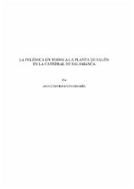 La polémica en torno a la planta de salón en la Catedral de Salamanca / Ana Castro Santamaría | Biblioteca Virtual Miguel de Cervantes