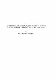Andrés de la Calleja, autor de los cartones para la Pieza de Café del Palacio de El Pardo / M.ª Luisa Morales Piga | Biblioteca Virtual Miguel de Cervantes