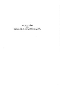 Necrologías del Excmo. Sr. D. Nicanor Zabaleta / Enrique Pardo Canalís [et al.] | Biblioteca Virtual Miguel de Cervantes