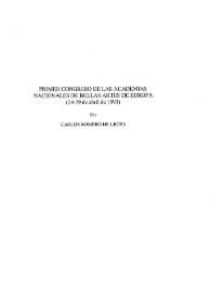 Primer Congreso de las Academias Nacionales de Bellas Artes de Europa (14-19 de abril de 1993) / Carlos Romero de Lecea | Biblioteca Virtual Miguel de Cervantes