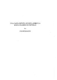 Una carta inédita de Goya sobre la restauración de pinturas / Julián Gállego | Biblioteca Virtual Miguel de Cervantes