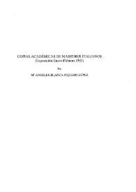 Copias académicas de maestros italianos (Exposición Enero-Febrero 1993) / M.ª Ángeles Blanca Piquero López | Biblioteca Virtual Miguel de Cervantes