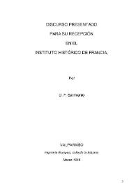 Discurso presentado en el Instituto Histórico de Francia / por D. F. Sarmiento | Biblioteca Virtual Miguel de Cervantes