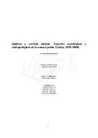 Quintas y servicio militar : aspectos sociológicos y antropológicos de la conscripción : (Lleida, 1878-1960) / J. Fidel Molina Luque | Biblioteca Virtual Miguel de Cervantes