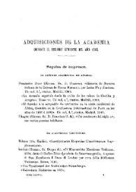 Adquisiciones de la Academia durante el segundo semestre del año 1900 | Biblioteca Virtual Miguel de Cervantes