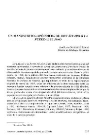 Un manuscrito "apócrifo" de "Don Álvaro o la fuerza del sino" / José Luis González Subías | Biblioteca Virtual Miguel de Cervantes