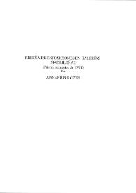 Reseña de exposiciones en Galerías Madrileñas (Primer semestre de 1991) / Juan Antonio Yeves | Biblioteca Virtual Miguel de Cervantes