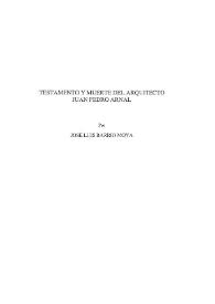 Testamento y muerte del arquitecto Juan Pedro Arnal / José Luis Barrio Moya | Biblioteca Virtual Miguel de Cervantes