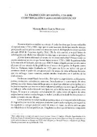 La traducción en España, 1750-1808: cuantificación y lenguas en contacto / Manuel-Reyes García Hurtado | Biblioteca Virtual Miguel de Cervantes