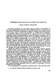 Presencia de Balzac en la obra de Josep Pla / Marta Segarra Montaner | Biblioteca Virtual Miguel de Cervantes