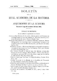 Adquisiciones de la Academia durante el segundo semestre del año 1905 | Biblioteca Virtual Miguel de Cervantes