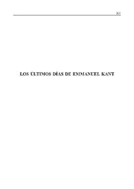 Los últimos días de Emmanuel Kant [Fragmento] / Alfonso Sastre; introducción de Andrés Sorel | Biblioteca Virtual Miguel de Cervantes