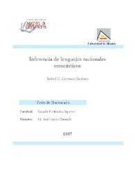 Inferencia de lenguajes racionales estocásticos / Rafael C. Carrasco Jiménez | Biblioteca Virtual Miguel de Cervantes