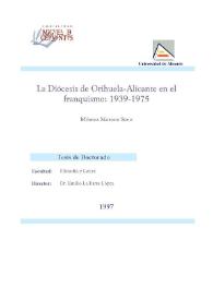 La Diócesis de Orihuela-Alicante en el franquismo : 1939-1975 / Mónica Moreno Seco | Biblioteca Virtual Miguel de Cervantes