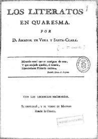 Los literatos en cuaresma / por Amador de Vera y Santa-Clara | Biblioteca Virtual Miguel de Cervantes