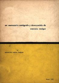 Un manuscrito autógrafo y desconocido de Mariano Melgar / Estuardo Núñez Hague | Biblioteca Virtual Miguel de Cervantes