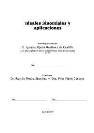 Ideales binomiales y aplicaciones / Ignacio Ojeda Martínez de Castilla | Biblioteca Virtual Miguel de Cervantes