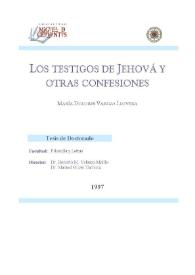 Los testigos de Jehová y otras confesiones en Alicante : una etnografía del pluralismo religioso / María Dolores Vargas Llovera | Biblioteca Virtual Miguel de Cervantes