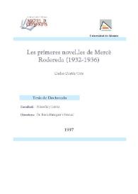 Les primeres novel·les de Mercè Rodoreda (1932-1936) / Carles Cortés Orts | Biblioteca Virtual Miguel de Cervantes