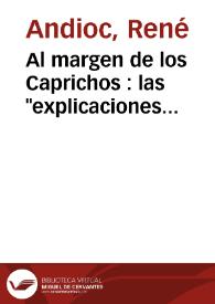 Al margen de los Caprichos : las "explicaciones manuscritas" / René Andioc | Biblioteca Virtual Miguel de Cervantes