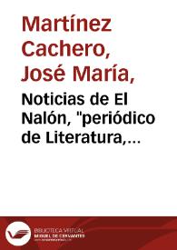 Noticias de El Nalón, "periódico de Literatura, Ciencias y Artes" : Oviedo, 1842 / José María Martínez Cachero | Biblioteca Virtual Miguel de Cervantes