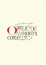Obres de Mossen Corella / presentació a cura de Stefano M. Cingolani | Biblioteca Virtual Miguel de Cervantes