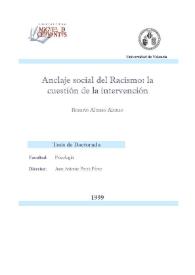 Anclaje social del Racismo : la cuestión de la intervención / Rosario Alonso Alonso | Biblioteca Virtual Miguel de Cervantes