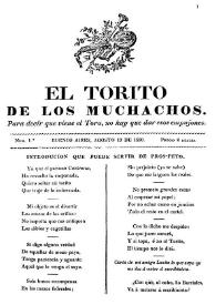 El torito de los muchachos : 1830 / Estudio preliminar de Olga Fernández Latour de Botas | Biblioteca Virtual Miguel de Cervantes
