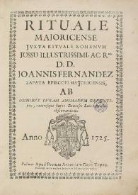 Rituale majoricense juxta Rituale Romanum: jussu ... Joannis Fernandez Zapata ... | Biblioteca Virtual Miguel de Cervantes