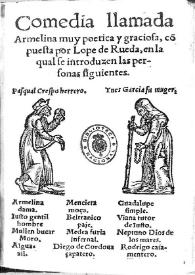 Armelina : comedia / Lope de Rueda | Biblioteca Virtual Miguel de Cervantes