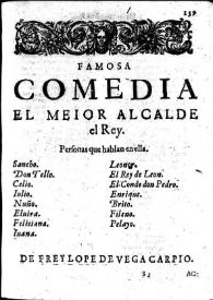 El mejor alcalde, el rey : famosa comedia / Lope de Vega ; edición de Teresa Ferrer Valls | Biblioteca Virtual Miguel de Cervantes