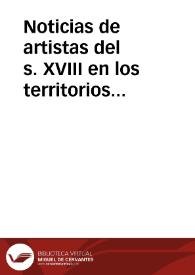 Noticias de artistas del s. XVIII en los territorios de la Orden de Alcántara / Dionisio A. Martín Nieto | Biblioteca Virtual Miguel de Cervantes