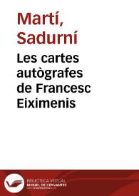 Les cartes autògrafes de Francesc Eiximenis / Martí Sadurní | Biblioteca Virtual Miguel de Cervantes