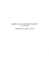 Memoria de la labor correspondiente al año 1982 : Colecciones de la Real Academia / [José María de Azcárate] | Biblioteca Virtual Miguel de Cervantes