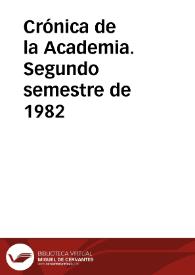 Crónica de la Academia. Segundo semestre de 1982 | Biblioteca Virtual Miguel de Cervantes