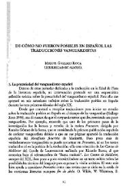 De cómo no fueron posibles en español las traducciones vanguardistas / Miguel Gallego Roca | Biblioteca Virtual Miguel de Cervantes