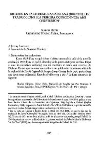 Dickens en la literatura catalana (1829-1939). Les traduccions i la primera coincidència amb Chesterton / Marcel Ortín | Biblioteca Virtual Miguel de Cervantes