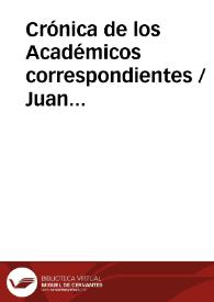 Crónica de los Académicos correspondientes / Juan Bassegoda y Nonell [et al.] | Biblioteca Virtual Miguel de Cervantes