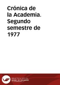 Crónica de la Academia. Segundo semestre de 1977 | Biblioteca Virtual Miguel de Cervantes